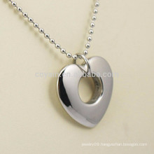 Silver Stainless Steel Hollow Heart Charm Necklace For Girlfriends